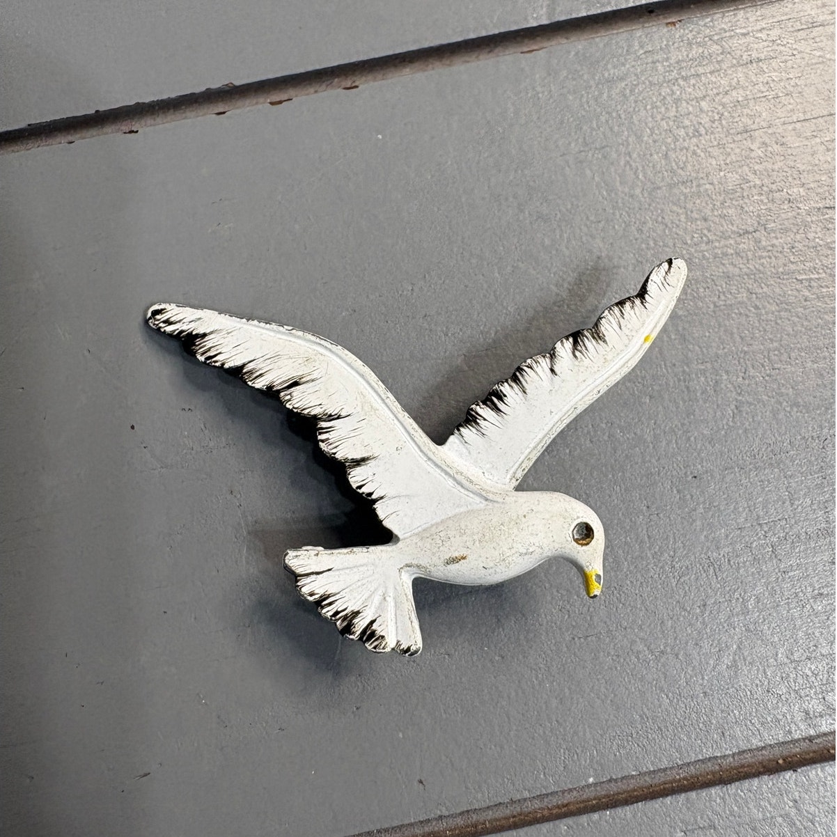 Gerry White Seagull Brooch Vintage Enamel Bird Pin